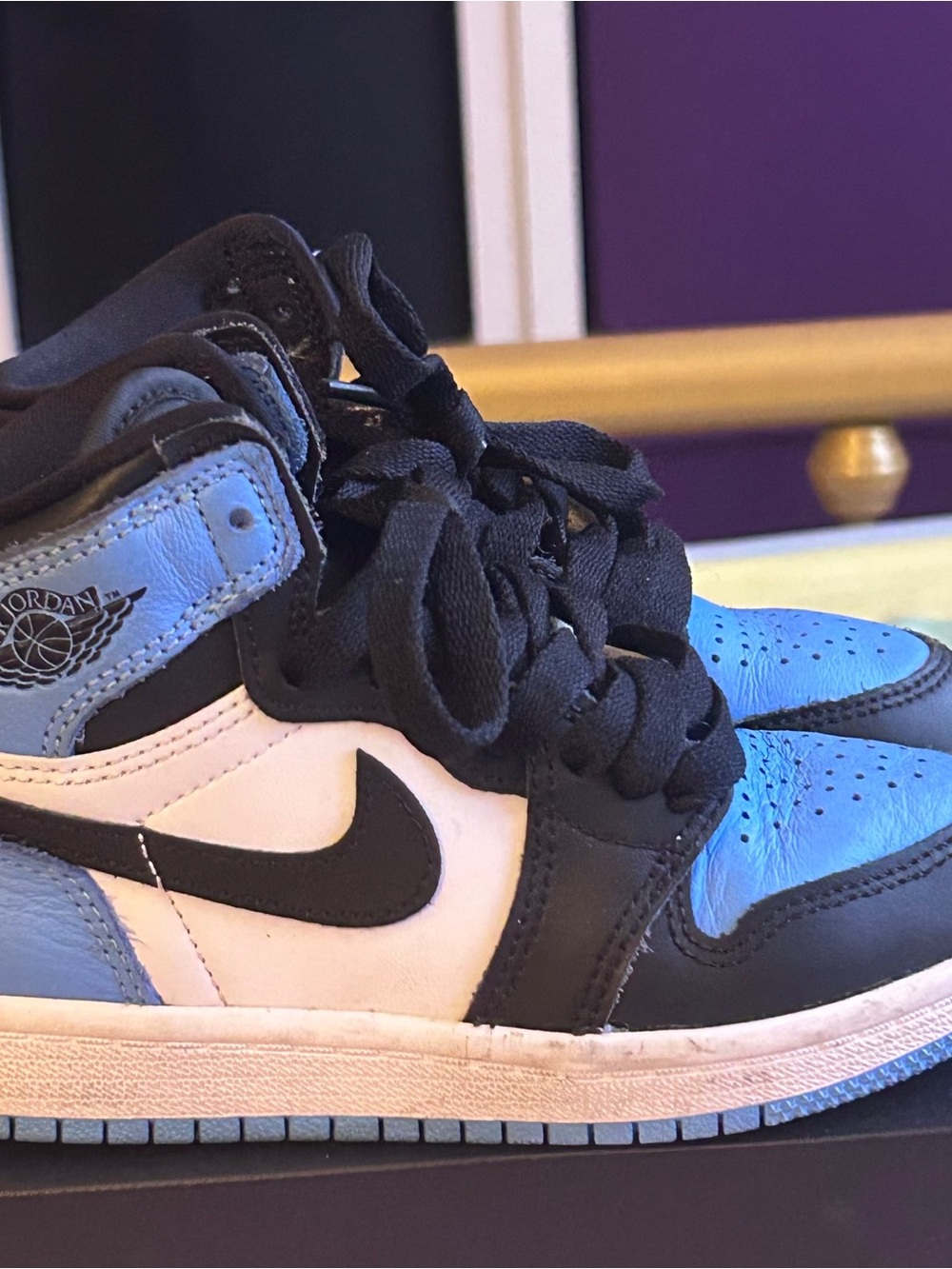 Jordan Kids' High-Top Sneakers in Light Blue/Black/White